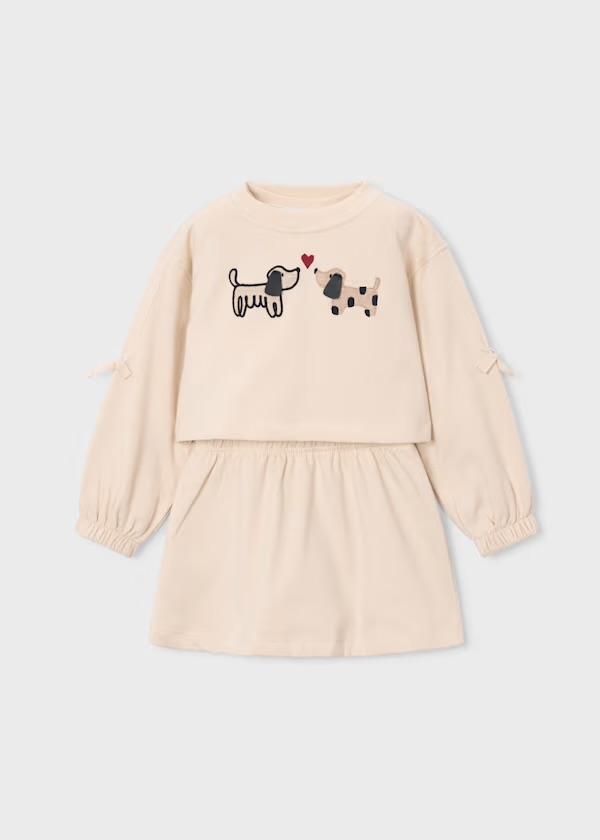 Mayoral Vestido Felpa Bordado 16-04917-016 Pastel