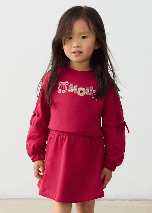 Mayoral Vestido Felpa Bordado 16-04917-015 Cherry
