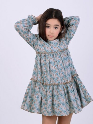  Nekenia Vestido Infantil Con Cortes Estampado Flores Azul "Mercurio" 2511807