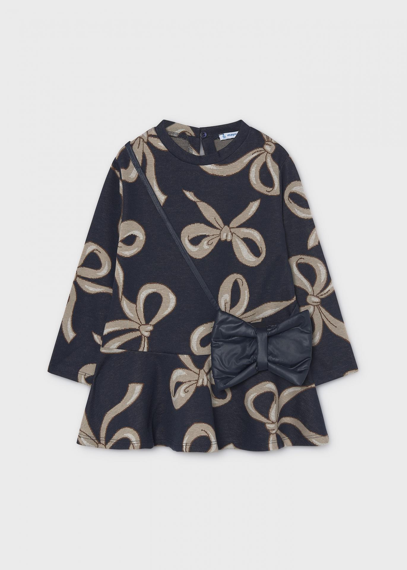 Mayoral Vestido Felpa Punto Jacquard Bolso 16-04912-012 Marino