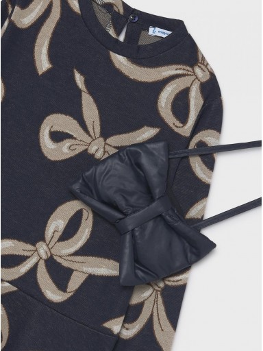 Mayoral Vestido Felpa Punto Jacquard Bolso 16-04912-012 Marino  [2]