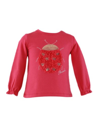 Miranda Camiseta Infantil Coral Aplicación Mariquita Relieve Lentejuelas 0627/2