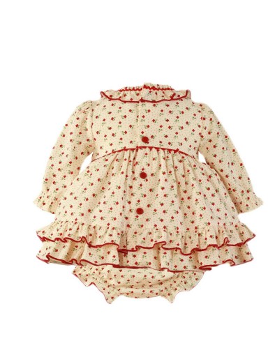 Miranda vestido bebe con braguita  estampado flores rojo 0037/VB [1]