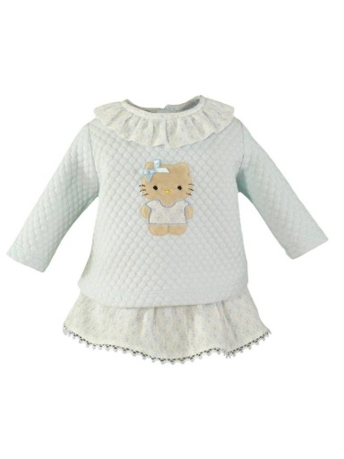 Miranda Conjunto Bebe Sudadera Celeste Gatito Braguita Volante 0026/23