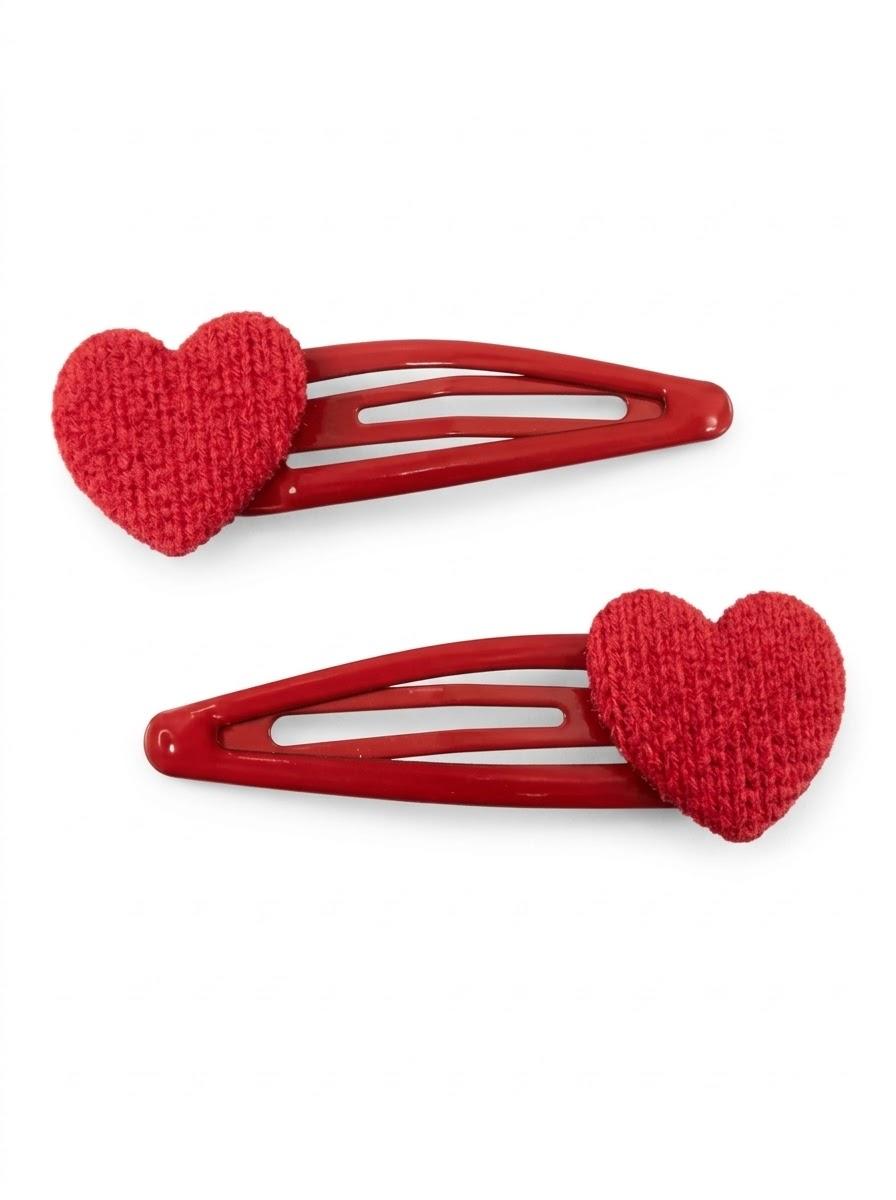 Inca Set 2 Clips 5 cms Corazón Tela Rojo 44339