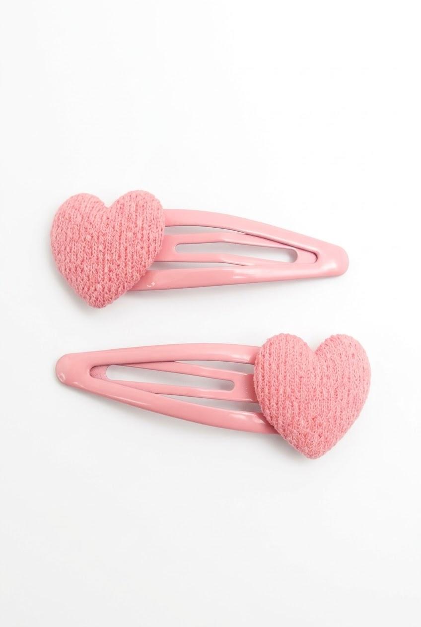 Inca Set 2 Clips 5 cms Corazón Tela Rosa 44339