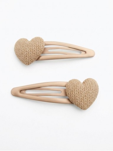 Inca Set 2 Clips 5 cms Corazón Tela Camel 44339 [0]