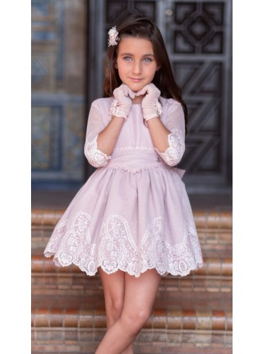 Nekenia Vestido Infantil Ceremonia Rosa tul y encaje  2521827