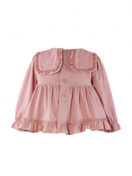 Miranda conjunto Infantil blusa rosa cuellos pantalon corto estampado  0629/23 [1]