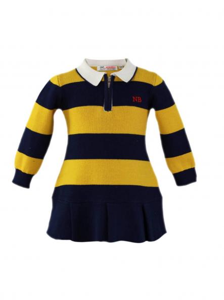 Miranda vestido Infantil manga larga polo rayas amarillo y marino 1209/V