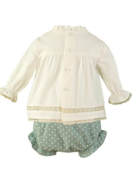 Miranda conjunto bebe blusa beig encaje braguita topos verde 0046/23 [1]