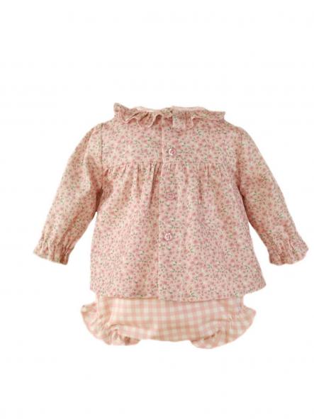 Miranda conjunto bebe rosa blusa estampada braguita cuadros 0030/23 [1]