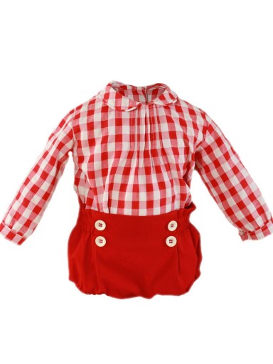 Miranda Conjunto Bebé pantalon corto rojo camisa cuadros 0032/23