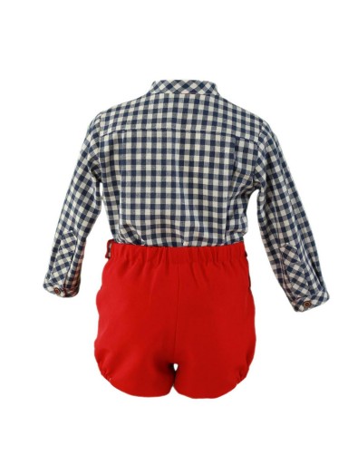 Miranda Conjunto Bebé pantalon corto rojo camisa cuadros 0504/23 [1]