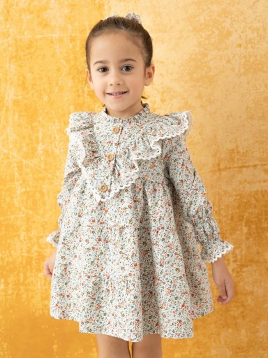 Basmarti Vestido Infantil Corte Evasé Estampado Flores "Hermitage" 25690