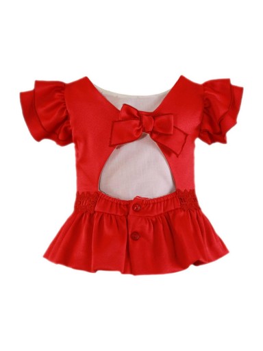 Miranda Conjunto Infantil Rojo Blusa Lazada Escote Espalda Pantalón Vestir Niña 035/0242/23 [4]