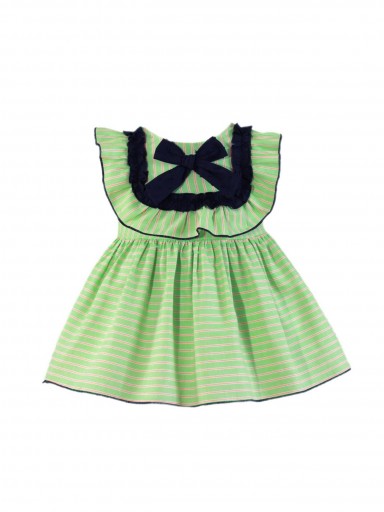 Miranda vestido bebe Rayas Verde Volante Lazada Marino 035/1205/V