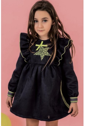 Nekenia Vestido Infantil en Antelina con volantes bordado estrella 23IV09 [2]