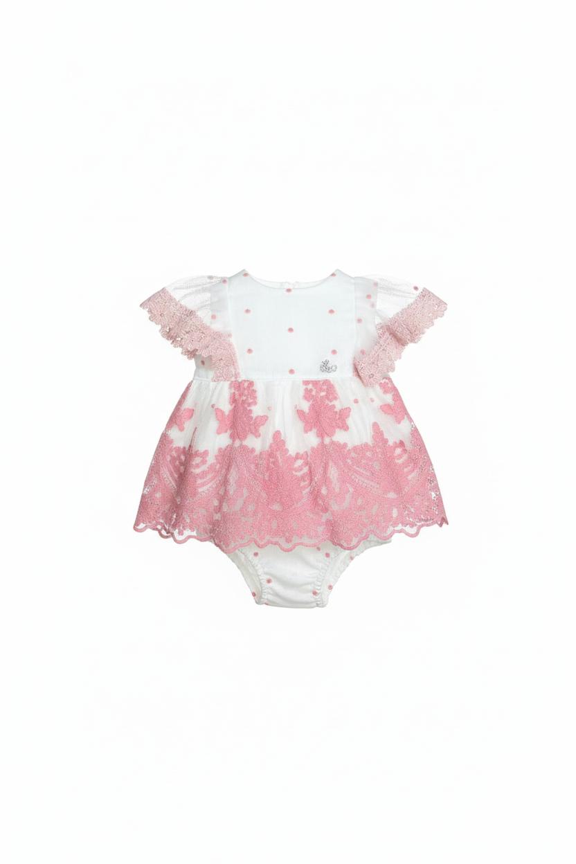 Nekenia Vestido Con Braguita Bebé Vuelo Ceremonia Tul Bodoques Bordado Floral Rosa Volante Mangas 2321022