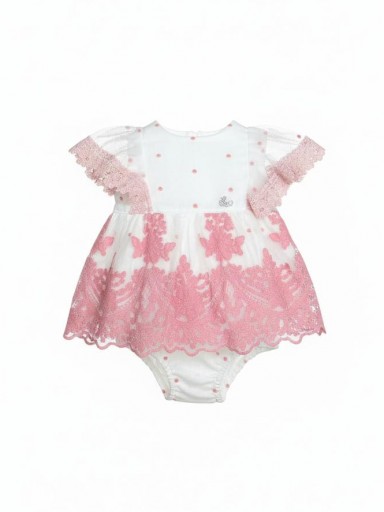 Nekenia Vestido Con Braguita Bebé Vuelo Ceremonia Tul Bodoques Bordado Floral Rosa Volante Mangas 2321022 [0]