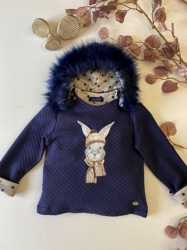 Basmarti Sudadera Infantil Marino Conejito Capucha Pelo Desmontable Hielo 23174