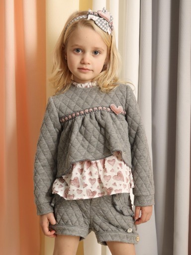 Basmarti Sudadera Infantil Cloque Gris de Rombos  Corazones Navacerrada 22453