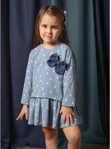 Basmarti Vestido Infantil Azul Topos Lazo Marino Teide 82010