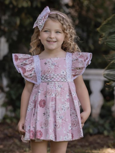 Miranda vestido infantil estampado flores rosa falda tablas "Draco" 0247/V [1]