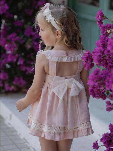 Miranda vestido infantil rosa palo flores de tul delantero "Camelopardalis"  0225/V [2]