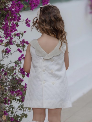 Miranda vestido infantil pique beige corte trapecio detalles crudo "Berenices" 0227/V [1]