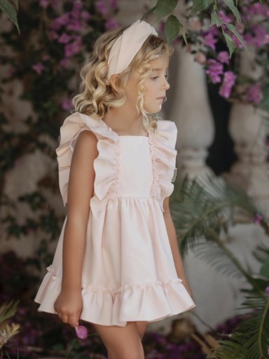 Miranda vestido infantil rosa volantes hombros "Serpens" 0230/V