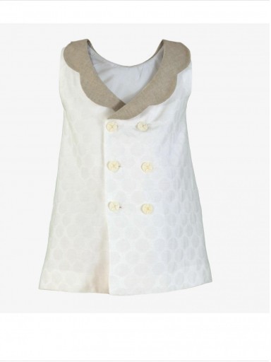 Miranda vestido infantil pique beige corte trapecio detalles crudo "Berenices" 0227/V [3]