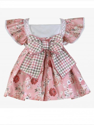 Miranda vestido infantil estampado flores rosa falda tablas "Draco" 0247/V [4]