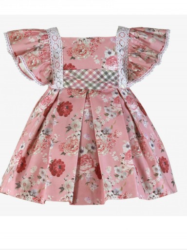 Miranda vestido infantil estampado flores rosa falda tablas "Draco" 0247/V [3]