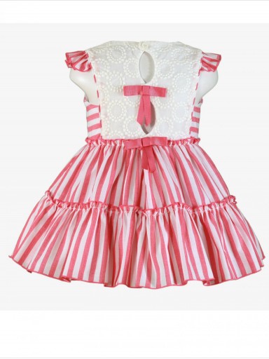 Miranda vestido infantil rayas rosa delantero blanco adamascado "Cirnius" 0244/V [4]