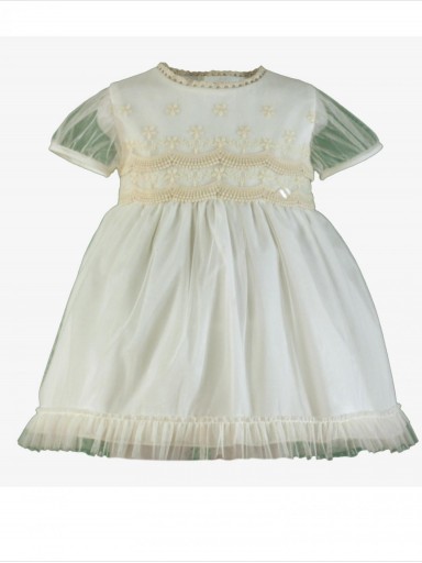 Miranda vestido infantil beige delantero tul bordado "Pegasus" 0222/V [2]