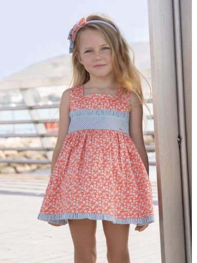 Miranda Vestido Infantil Estampado Flores Volante Rayas "Pensamiento" 0605/V [5]