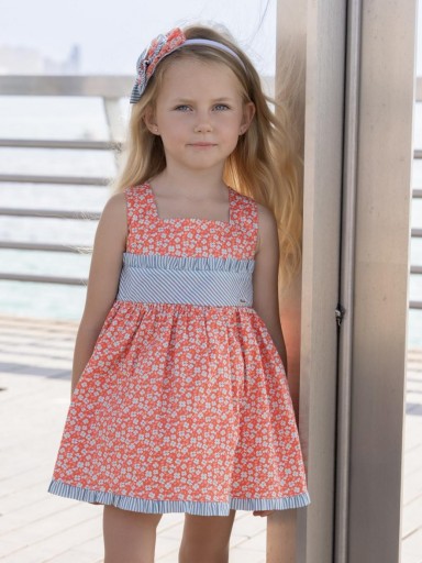 Miranda Vestido Infantil Estampado Flores Volante Rayas "Pensamiento" 0605/V [2]