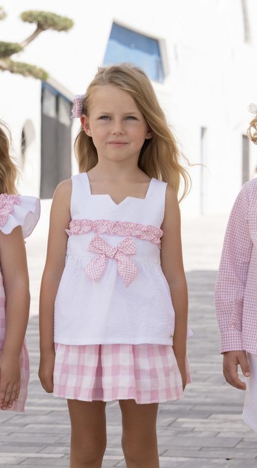 Miranda Conjunto Infantil Top Tirantes Falda Cuadros "Violeta" 0602/2F