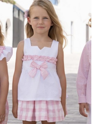Miranda Conjunto Infantil Top Tirantes Falda Cuadros "Violeta" 0602/2F