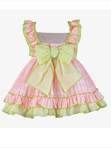 Miranda vestido infantil rayas coral volantes "Corona Austral" 0252/V [3]