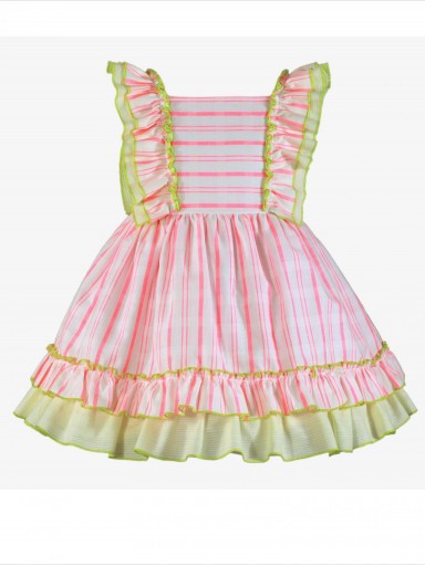 Miranda vestido infantil rayas coral volantes "Corona Austral" 0252/V [2]