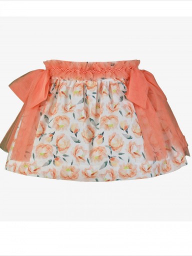 Miranda conjunto infantil  falda estampado melocotón lazadas tul "Columba" 0229/2F [3]