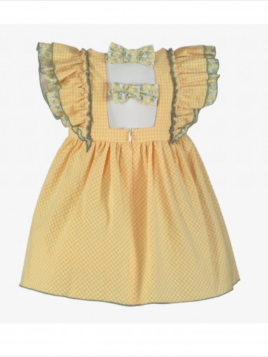 Miranda vestido infantil cuadro vichy amarillo volantes "Caelum" 0609/V