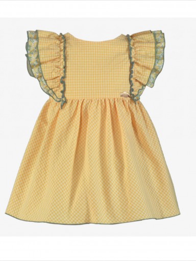 Miranda vestido infantil cuadro vichy amarillo volantes "Caelum" 0609/V [1]