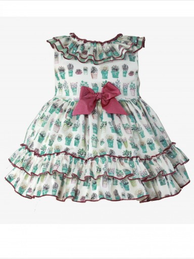 Miranda vestido bebe verde estampado macetas "Ofiuco " 0138/V [1]