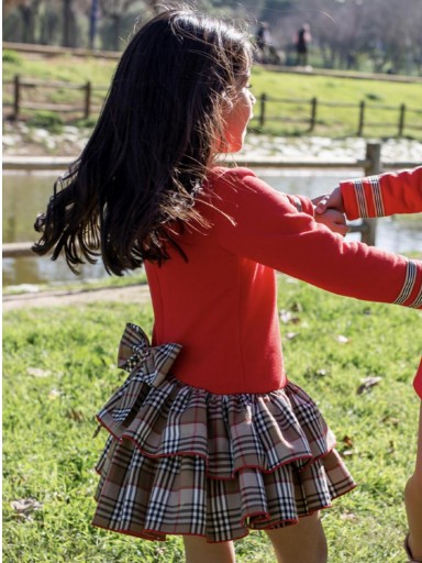 Nekenia Vestido Infantil Cuerpo Punto Rojo Falda Volantes Cuadros Burberry Art. 2211827 [1]
