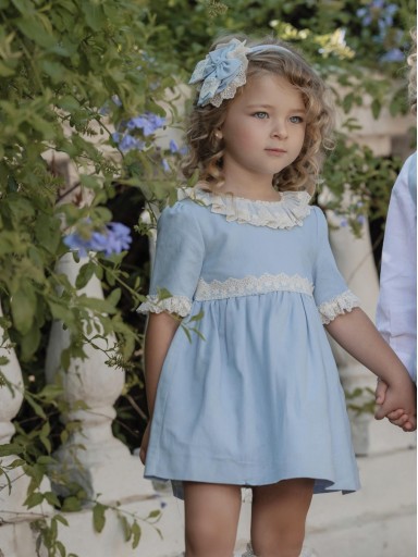 Miranda vestido infantil azul celeste puntilla blanca "Hidra" 0239/V [2]