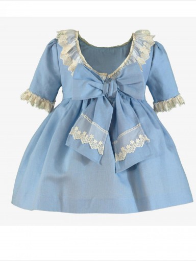 Miranda vestido infantil azul celeste puntilla blanca "Hidra" 0239/V [6]