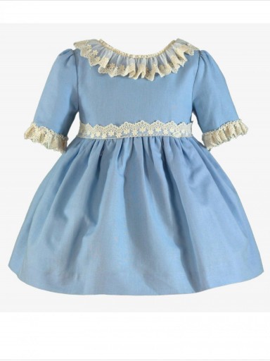 Miranda vestido infantil azul celeste puntilla blanca "Hidra" 0239/V [5]